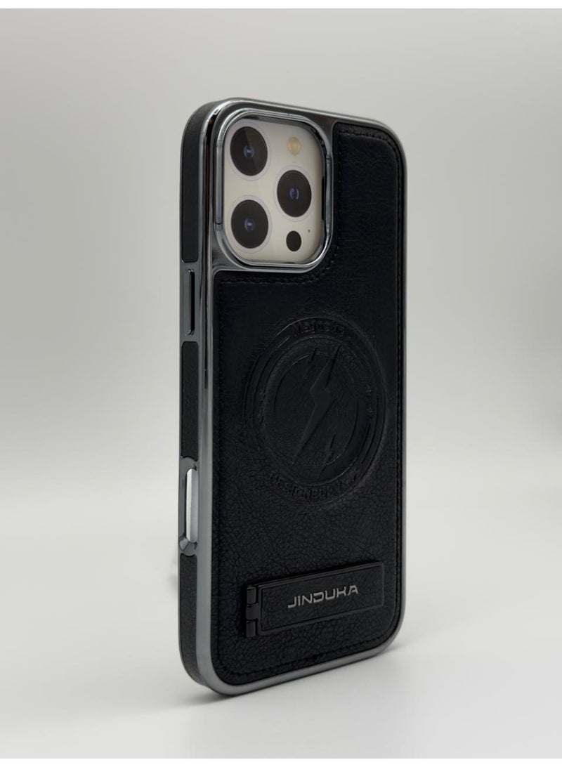 general JDK Luxury Leather Magnetic Kickstand Case for iPhone 16 Pro Max – Slim Shockproof Protective Cover with Foldable Stand - Image 2